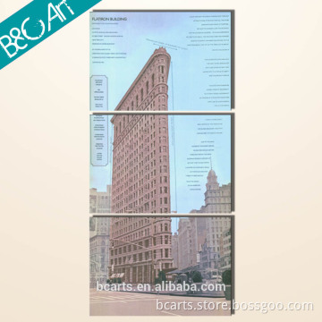 New arrival triplicate modern streetscape famous architecture handmade painting